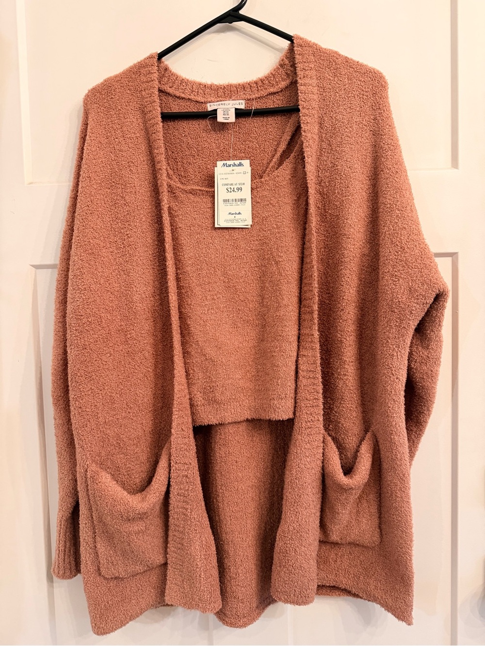 Sincerly Jules Open-Front Cozy Cardigan in Dusty Rose NWT XS/S Pinky Brown